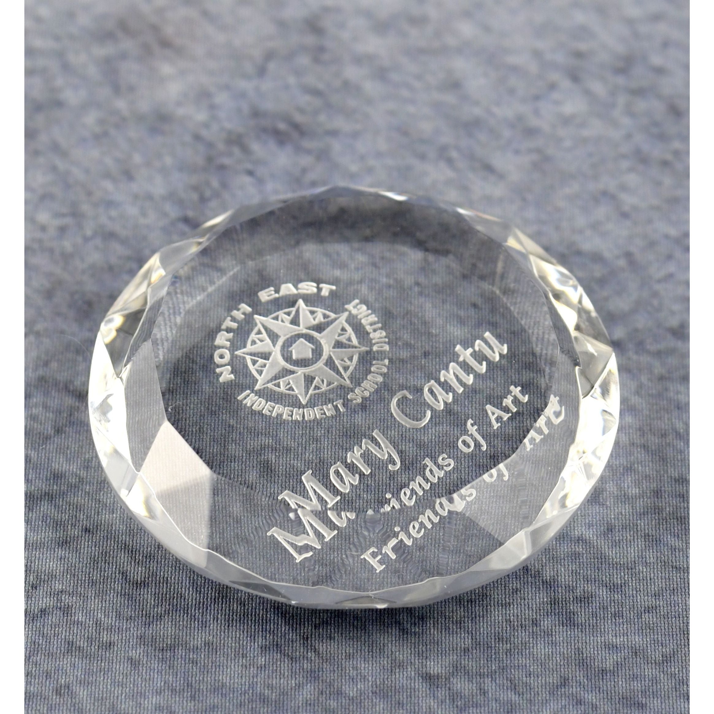 Crystal Round Multi-Faceted Paperweight