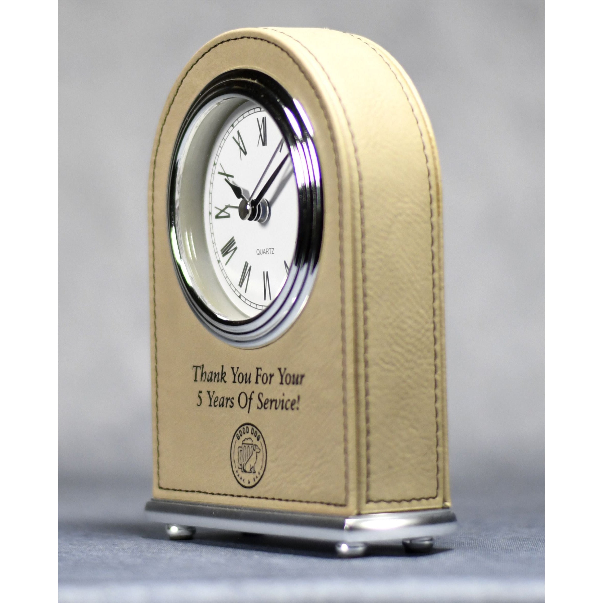 Laserable Leatherette Arch Desk Clock