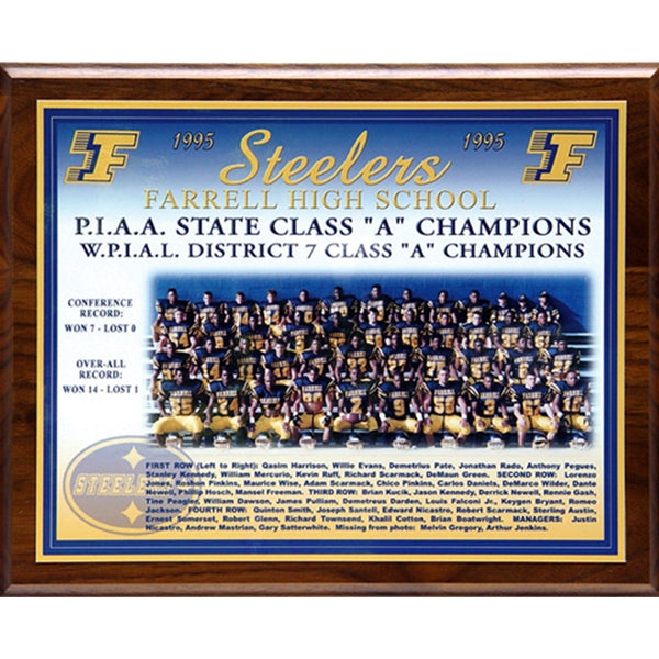 A football team photo plaque.