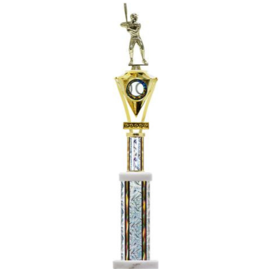 Jewel Series Baseball - Male Trophy on a marble base